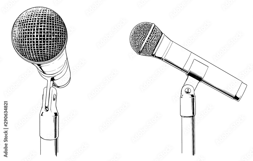 漫画風ペン画イラスト マイク Stock Illustration Adobe Stock
