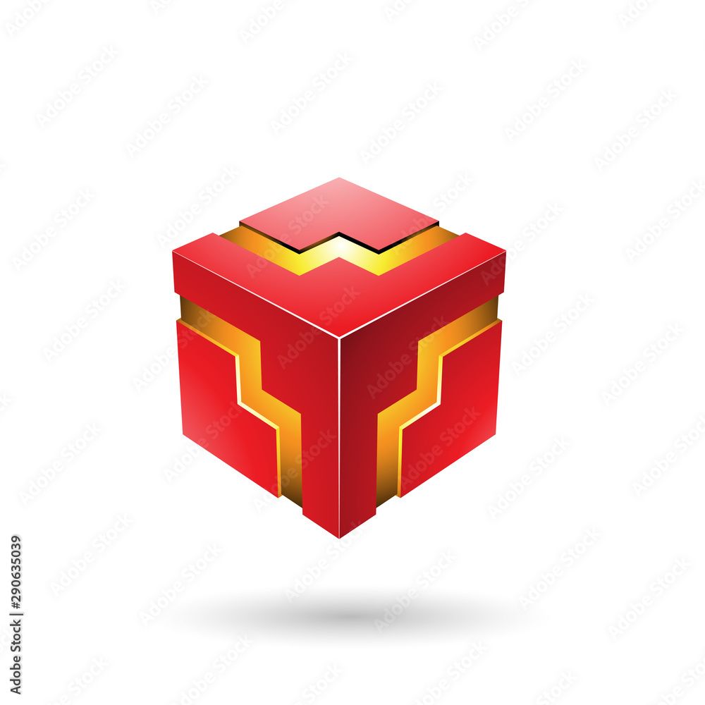 custom made wallpaper toronto digitalRed Bold Zigzag Cube Illustration