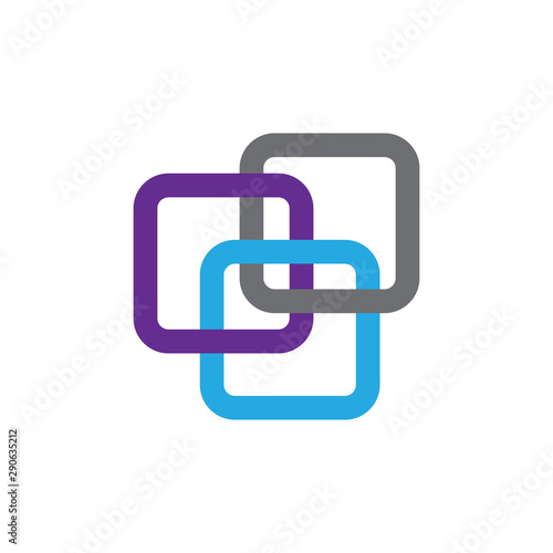 square block chain link Logo Template Technology Vector Design