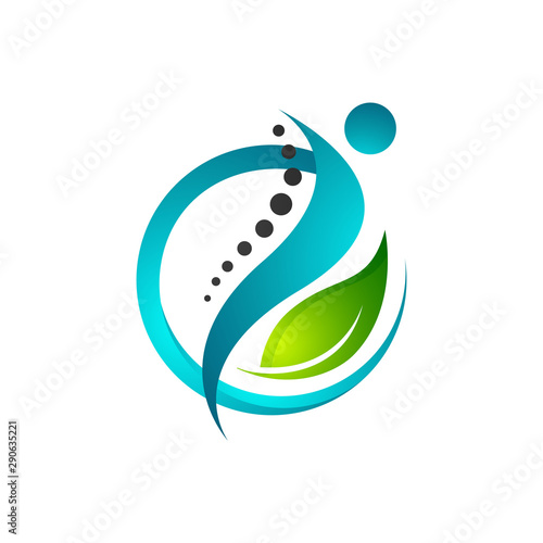 creative human health care physiotherapy chiropractic concept logo design