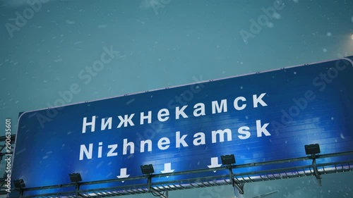 Airplane Landing Nizhnekamsk in Christmas photo