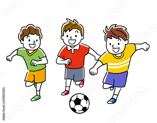 Foto Illustration material: children playing soccer,football