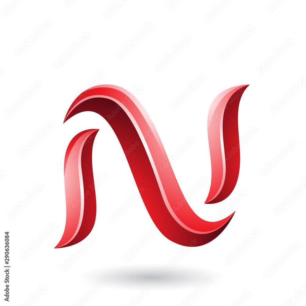 Red Glossy Snake Shaped Letter N Illustration Red Glossy Snake Shaped Letter N Illustration