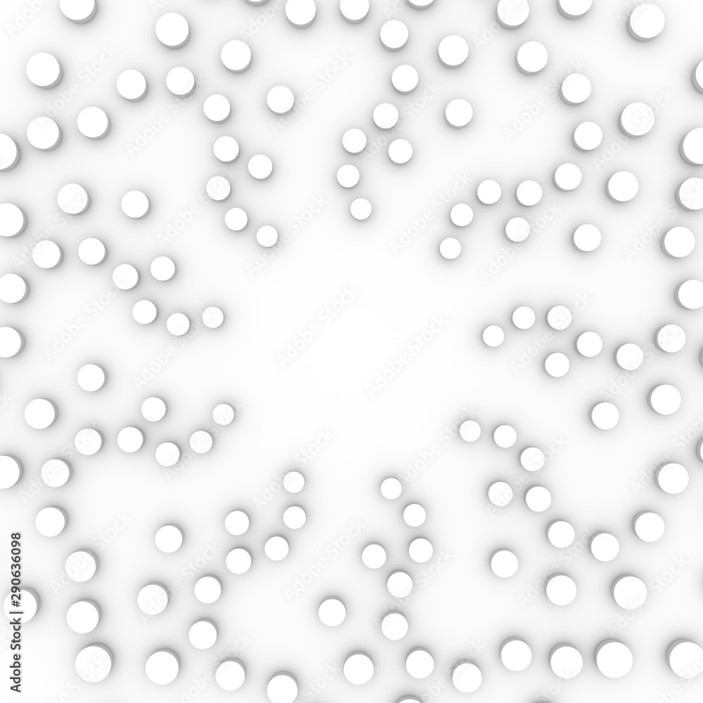 Radial halftone dots in circle form. Fireworks explosion background. Circular design element. Abstract geometric star rays. Design element for medical, treatment, cosmetic emblem. 3D rendering.