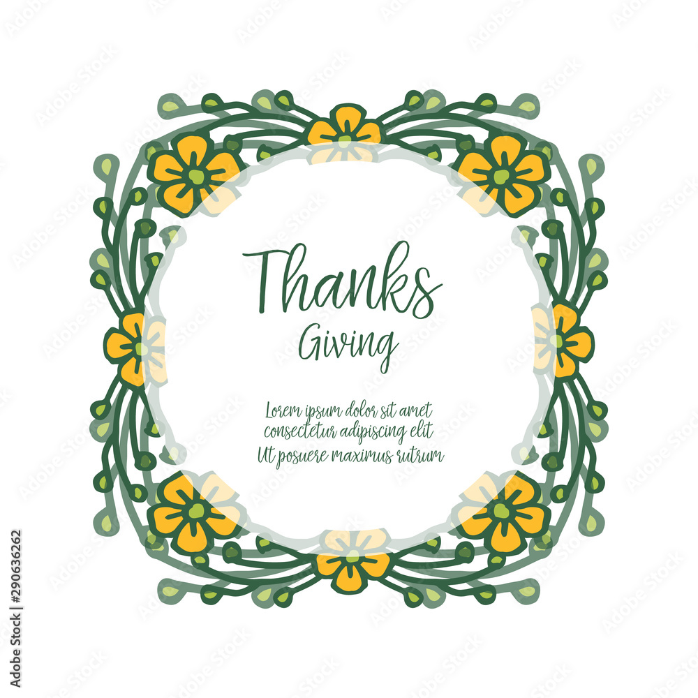Template of poster thanksgiving, with artwork of yellow floral frame. Vector Template of poster thanksgiving, with artwork of yellow floral frame. Vector