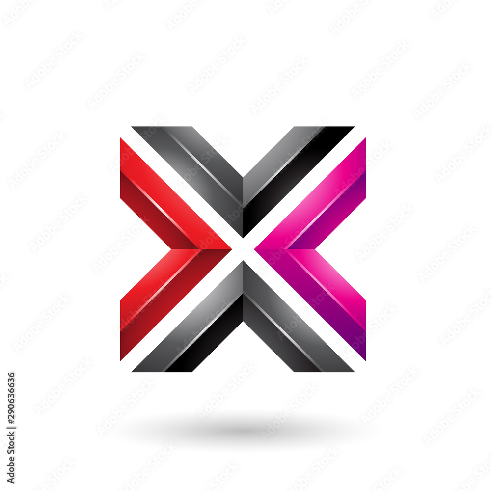 Red Magenta and Black Square Shaped Letter X Illustration Red Magenta and Black Square Shaped Letter X Illustration