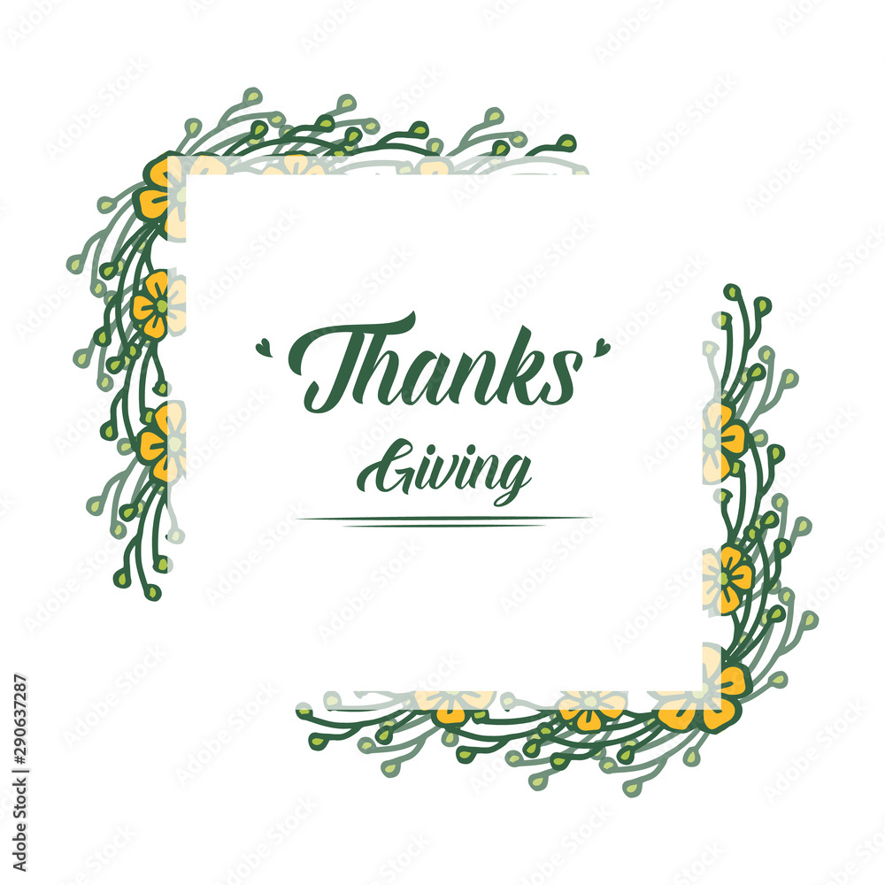 Various shape frame card of thanksgiving, with elegant style of green leafy flower. Vector Various shape frame card of thanksgiving, with elegant style of green leafy flower. Vector