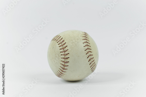 Used baseball ball isolated on white background.