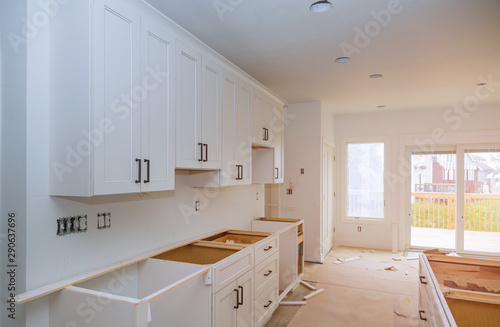 Home improvement kitchen view installed in a new kitchen cabinet © ungvar