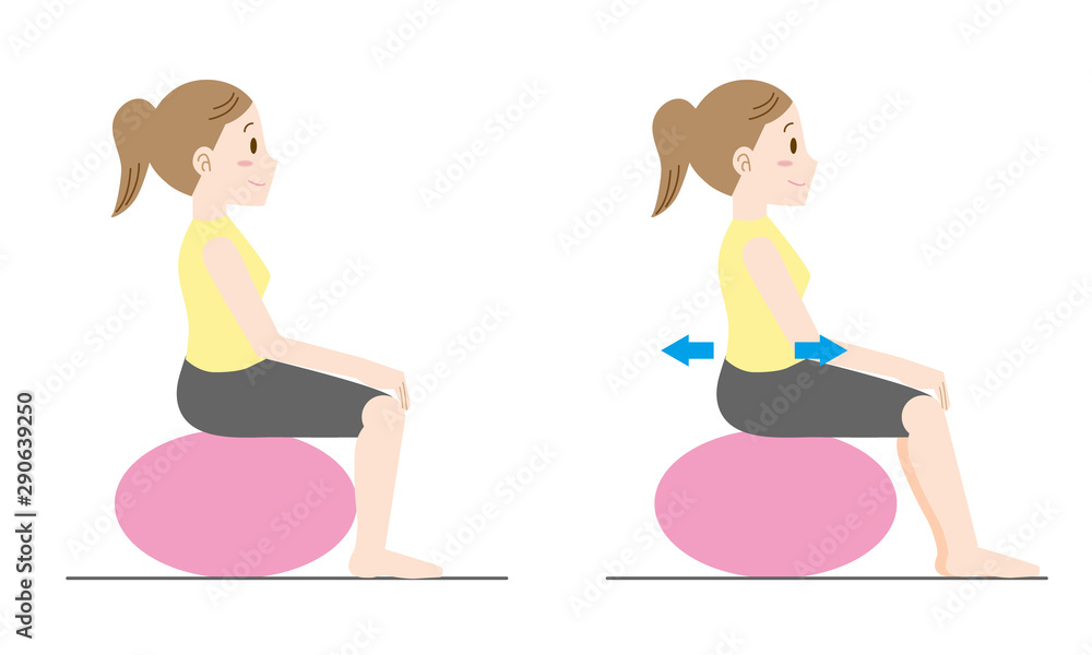 バランスボールトレーニングのイラスト Stock ベクター Adobe Stock