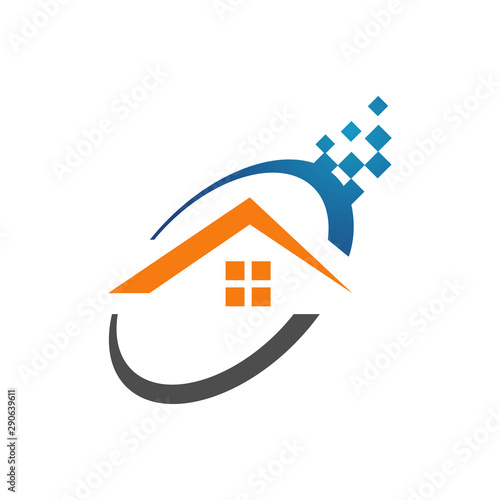 digital technology safety automation smart home logo concept graphic design