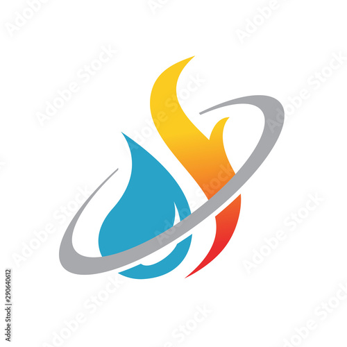 hvac business company heating and cooling logo design vector