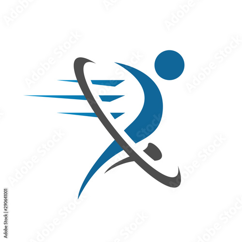 Fitness Abstract Running People Logo design vector Elements