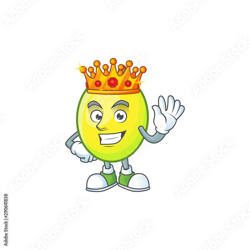 King gomortega fruit cartoon character mascot style.