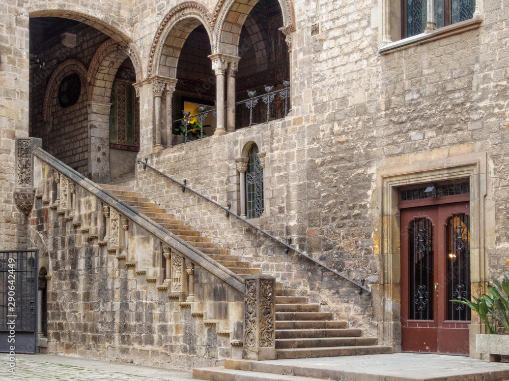Stairs in the courtyard of the Episcopal Palace - Barcelona, Catalonia, Spain