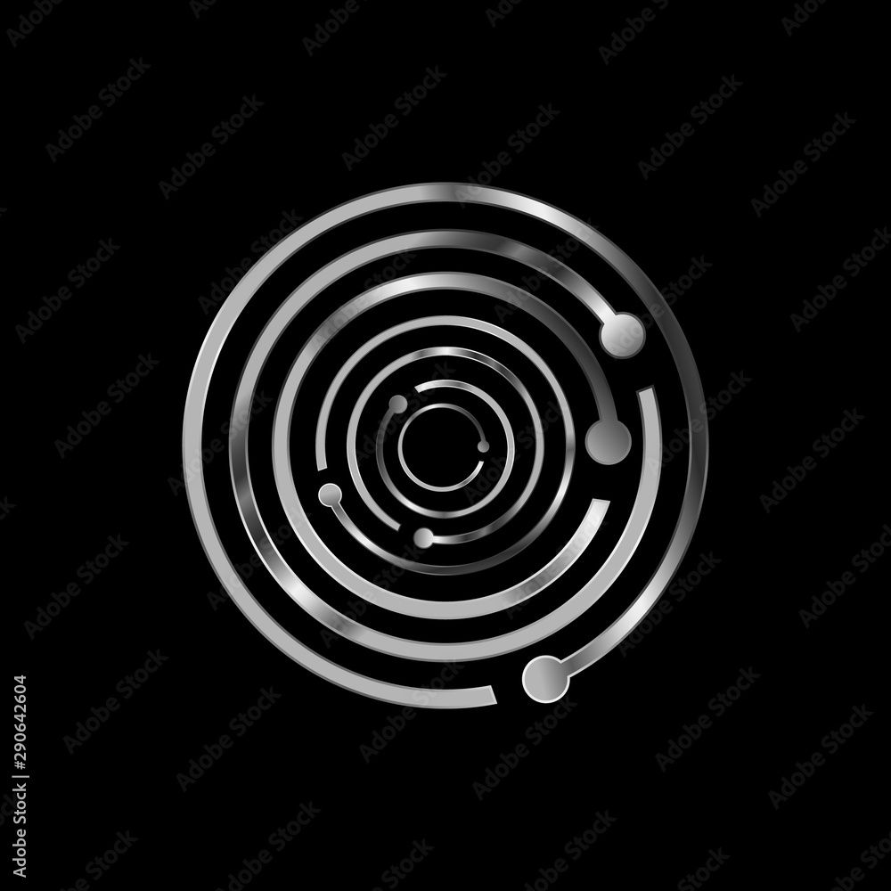 Silver Modern Connection Dots Logo design. Connected circle logo vector illustration Silver Modern Connection Dots Logo design. Connected circle logo vector illustration