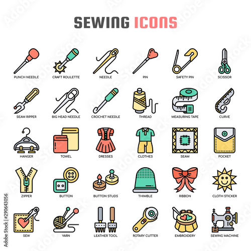 Sewing , Thin Line and Pixel Perfect Icons
