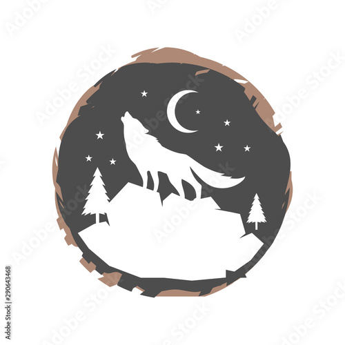 a lone wolf logo design background vector concept illustration