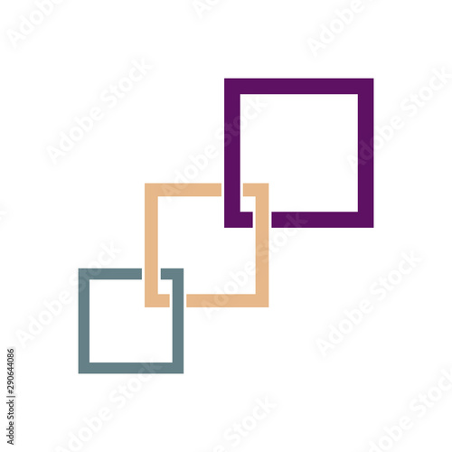 square block chain link Logo Template Technology Vector Design