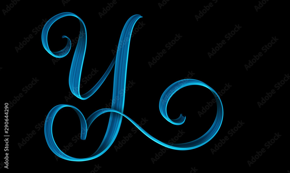 Obraz premium Capital letter Y lettering 3d illustration isolated on black background