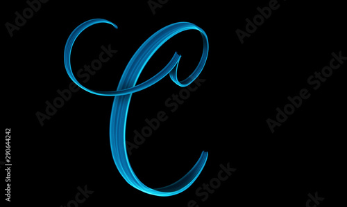 Capital letter C lettering 3d illustration isolated on black background