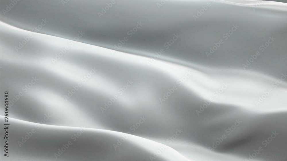 Luxurious Rippled Silver Fabric color background video waving in wind. Realistic light gray Flag background. Silver color Flag Looping Closeup 1080p Full HD footage. Silver Satin flag sign of sleek