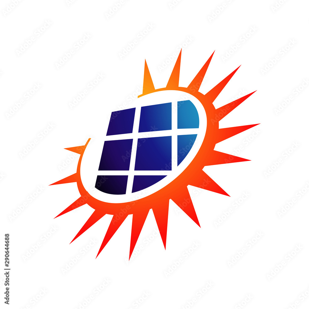 Sun Energy Solar panels logo vector design for green energy and nature ...