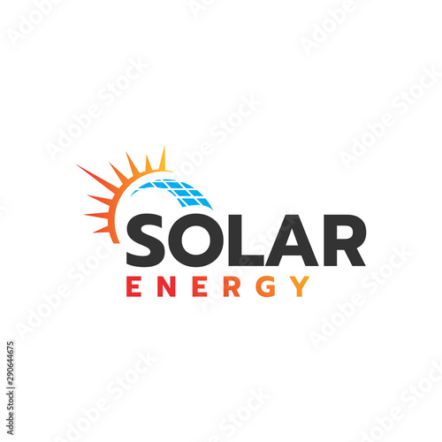 Sun Energy Solar panels logo vector design for green energy and nature electricity symbol icon
