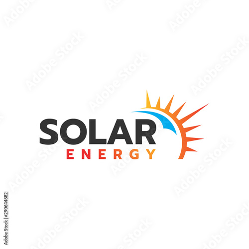 Sun Energy Solar panels logo vector design for green energy and nature electricity symbol icon