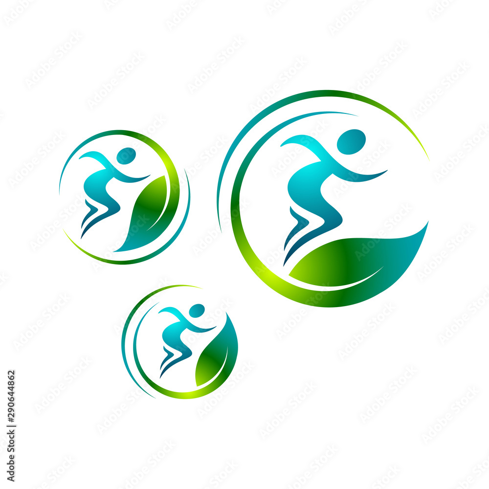 abstract healthy people logo design vector with herbal and green elements illustrations abstract healthy people logo design vector with herbal and green elements illustrations