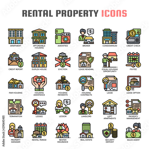 Rental Property Investing , Thin Line and Pixel Perfect Icons