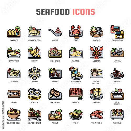 Seafood , Thin Line and Pixel Perfect Icons
