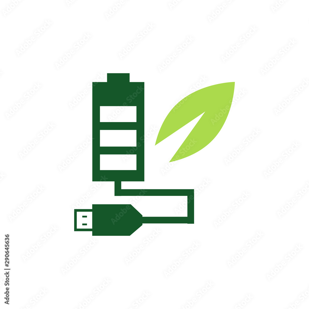 Eco Nature leaf and battery vector logo template design illustrations Eco Nature leaf and battery vector logo template design illustrations
