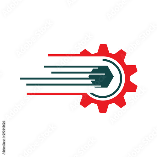 sporty speed gear and cogs logo design vector illustration