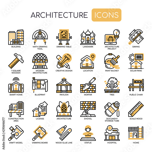 Architecture , Thin Line and Pixel Perfect Icons