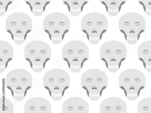 Seamless pattern with skulls on a white background. Vector illustration