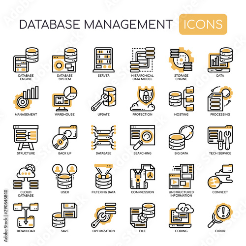 Database Management , Thin Line and Pixel Perfect Icons