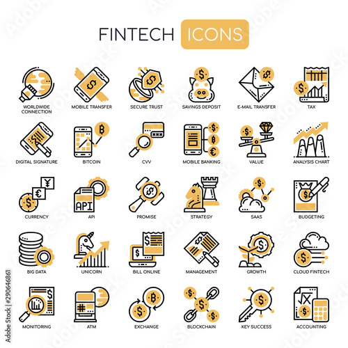 Fintech , Thin Line and Pixel Perfect Icons