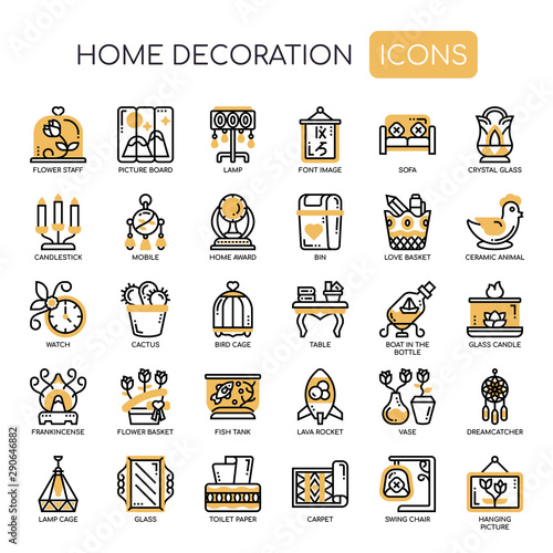 Home Decoration , Thin Line and Pixel Perfect Icons