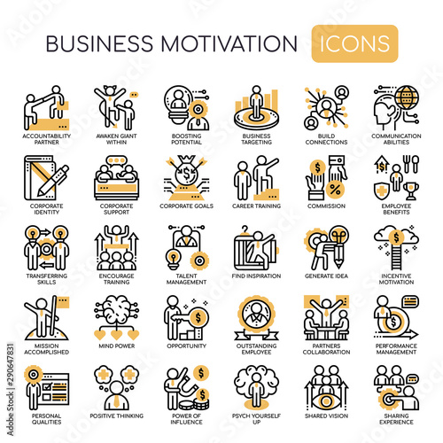 Business Motivation, Thin Line and Pixel Perfect Icons