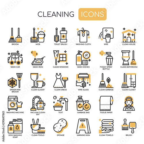 Cleaning , Thin Line and Pixel Perfect Icons