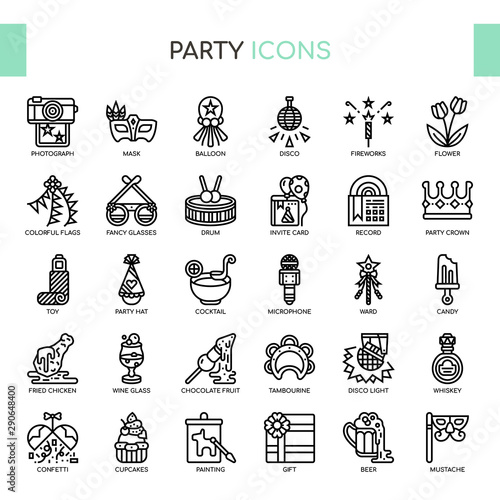 Party , Thin Line and Pixel Perfect Icons
