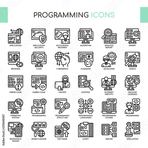 Programming , Thin Line and Pixel Perfect Icons