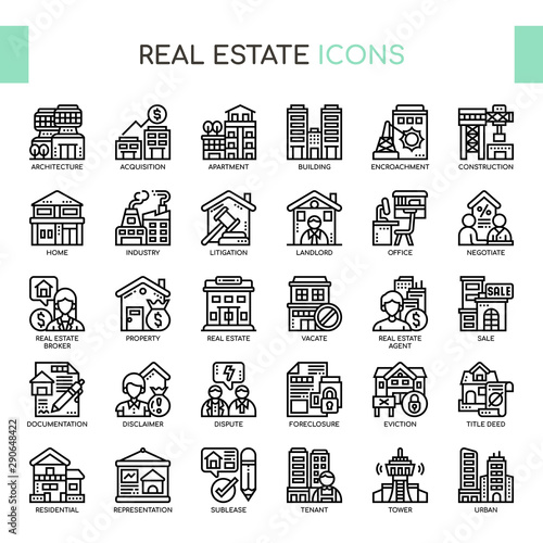 Real Estate , Thin Line and Pixel Perfect Icons