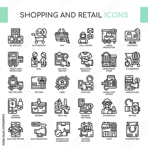 Shopping and Retail , Thin Line and Pixel Perfect Icons