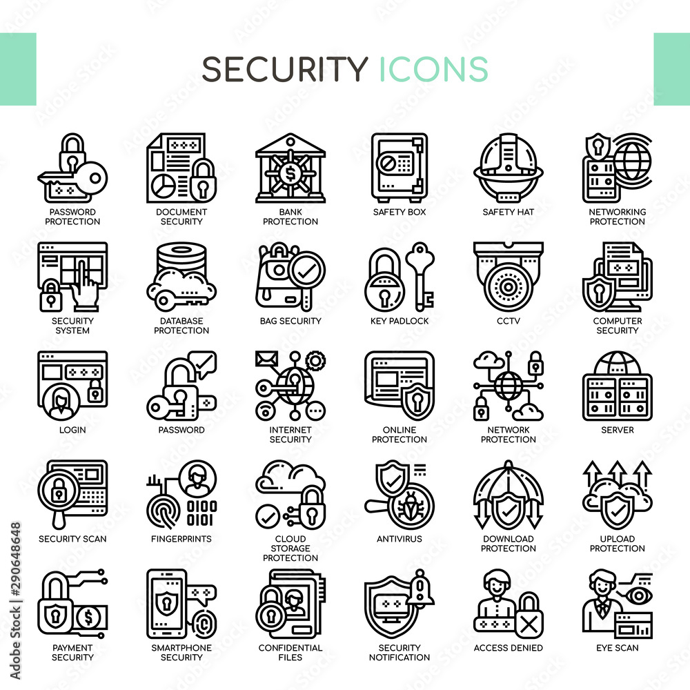 Security and Protection , Thin Line and Pixel Perfect Icons