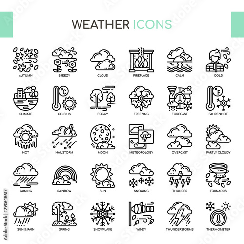 Weather   Thin Line and Pixel Perfect Icons