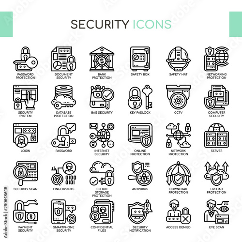 Security and Protection , Thin Line and Pixel Perfect Icons