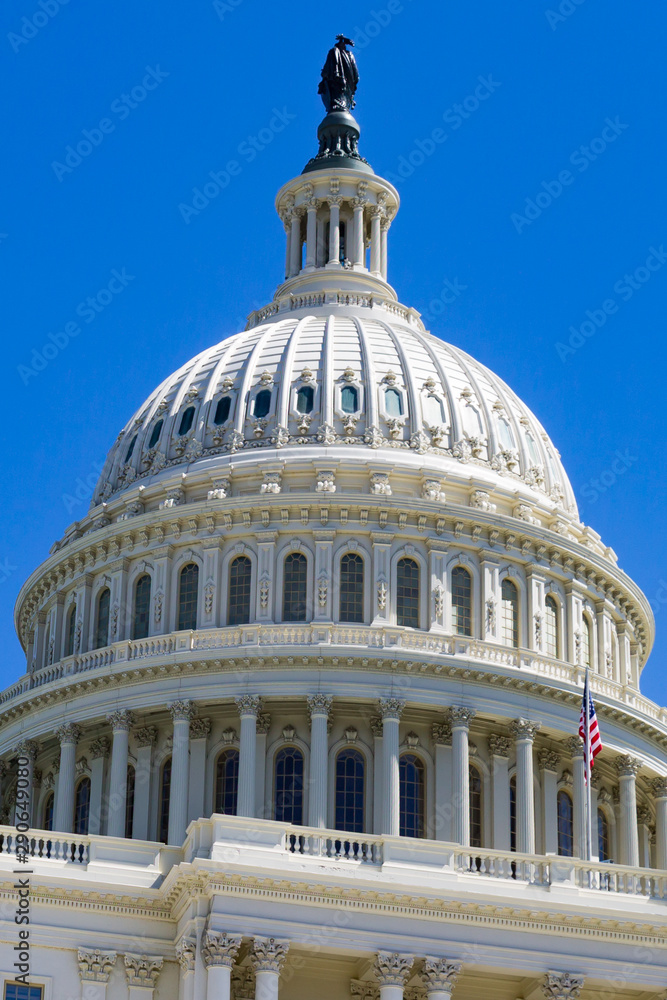 The U.S. Capitol Building, home of Congress, at the eastern end of the National Mall in Washington, D.C. 