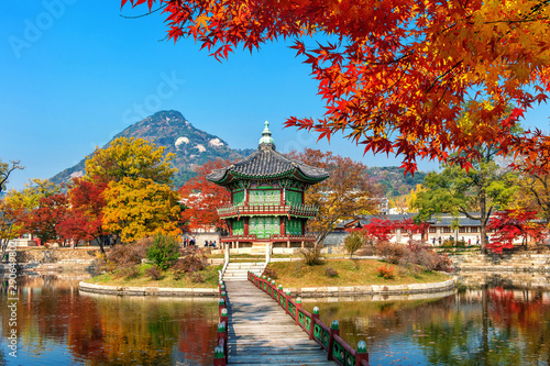 Gyeongbokgung Palace in autumn,Seoul in South Korea. photo